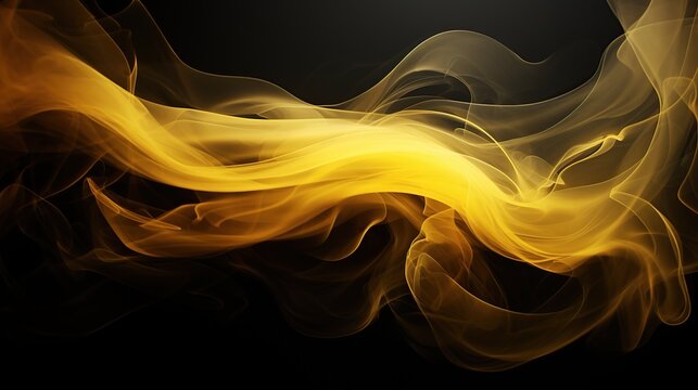Light neon yellow smoke color on dark background. AI generated image
