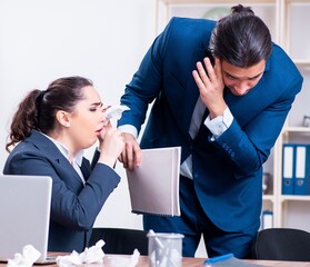 Two employees suffering at workplace
