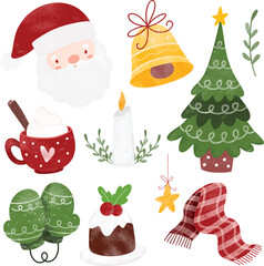 Watercolor Illustration set of Christmas ornaments