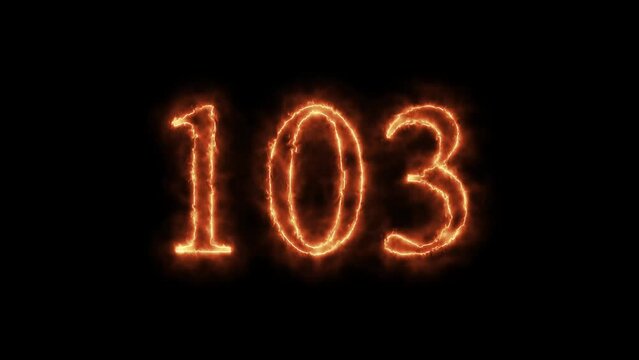 number on fire loop animation. frame video 4K shiny number, fire number Burning Effect, Count Number.