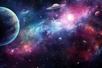 Obraz na płótnie Canvas Planets and galaxy, science fiction background wallpaper