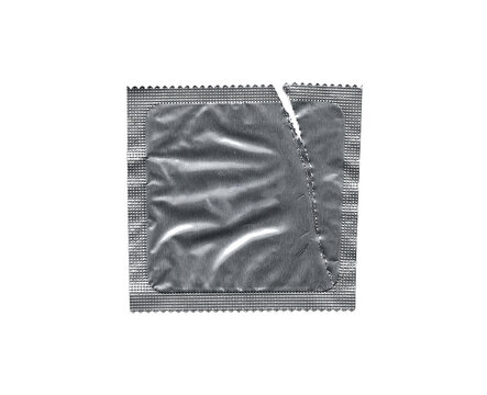 silver condom wrapper on transparent png background