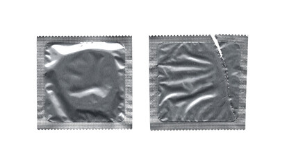 silver condom wrapper on transparent png background