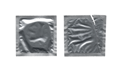 silver condom wrapper on transparent png background