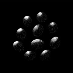 eggs hand drawing vector isolated on black background.