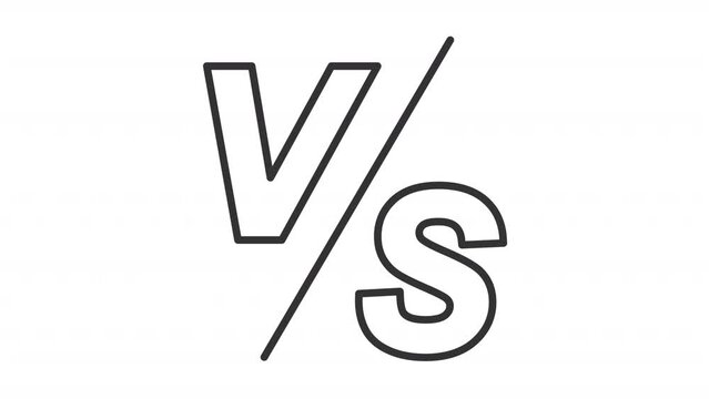 2D black creative thin line animation of versus icon, HD video with transparent background, seamless loop 4K video representing comparison icons.