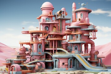 Naklejka premium Toy military checkpoint, encouraging role-playing scenarios and creativity in vibrant pastels, on isolated on white background, Generative AI