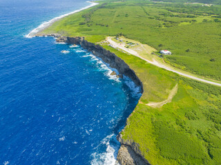 Drone view of Banzai cliff in Saipan_사이판 만세절벽 드론뷰