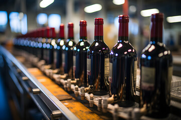 Wine filling into bottles. - Powered by Adobe