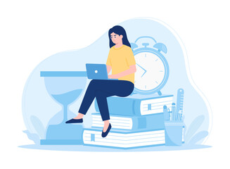 Time to study concept flat illustration