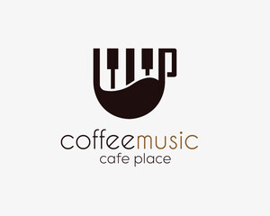 Coffee Music shop logo design template. Coffee shop logo design.