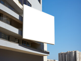 Obraz premium Empty building billboard mock up template poster. Street ad exterior. Modern design outdoor constraction. Ai generative illustration