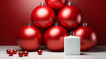 Red christmas decoration balls. Ai generative
