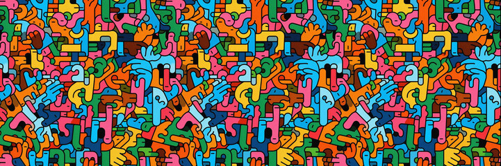 Vibrant Neon Glow Abstract Design, Colorful, Simple, and Seamless Tile for Endless and Repeat design for Textiles, Banners, Wallpapers, and Wrapping – Vector Design 