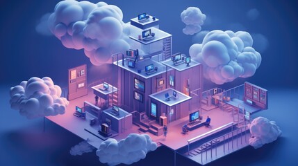 Cloud Networking isometric.