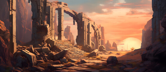 Mysterious ancient ruins covered with ruins 8 - obrazy, fototapety, plakaty