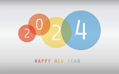 Best Wishes - Simple Colorful New Year Card, Cover or Background Design Template with Numerals - 2024