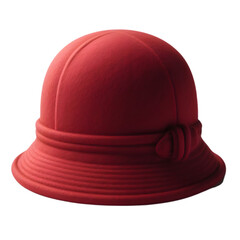 Fototapeta premium Women's Red Cloche Hat Illustration Art With a Transparent Background Generative AI.