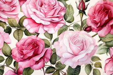 Rose flowers background in watercolor style