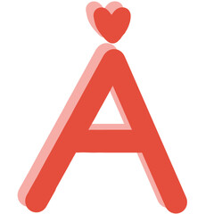 Pink red letter A with little heart 
