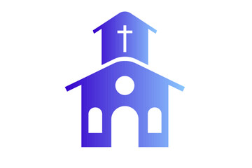 minimalist design church with blue gradient color vector details