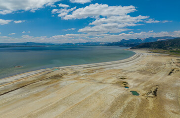 Aerial view of Burdur Lake, Burdur Turkey.