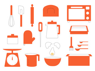 シンプルなキッチンツールのアイコンセット
