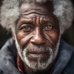 Portrait of an old African man with a long white beard. Generative Ai. 