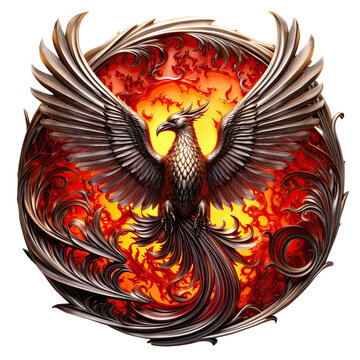 Mythical phoenix bird emerging from the flames, symbolizing rebirth, Phoenix character, generative ai.