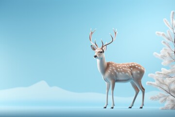 Minimalist reindeer, evoking the magic of Santa's sleigh in soothing colors, on isolated on pastel background, Generative AI.