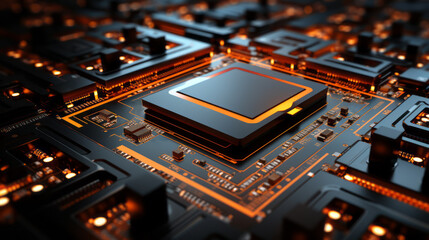 Fototapeta premium Closeup background of motherboard. Circuit cpu microchip digital. Ai generative illustration