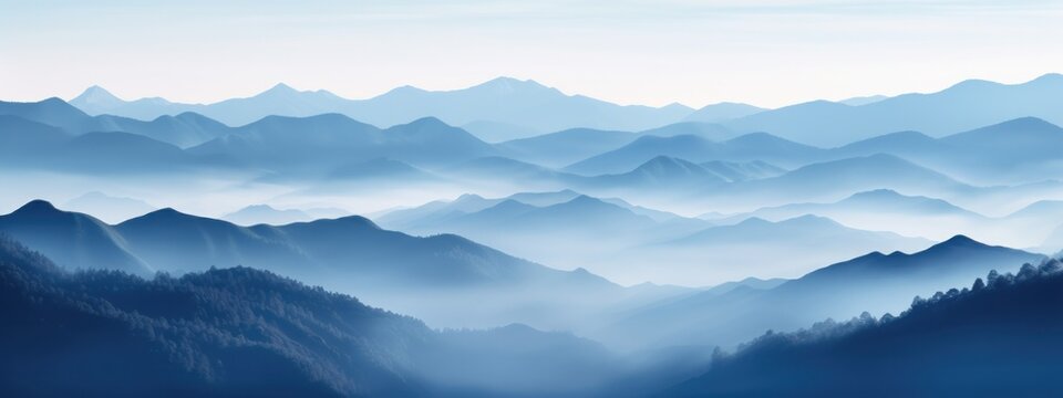 Minimalistic and abstract background with fog, smoke, and mist, set against a mountainous landscape.