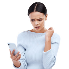 Text, wtf and woman with confused face on isolated, transparent and png background. Stress, glitch...