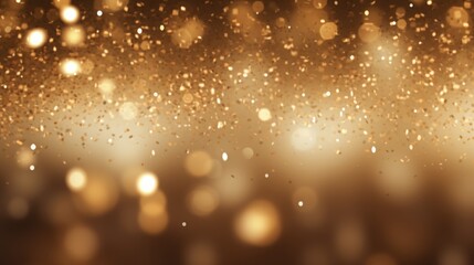 Golden christmas particles and sprinkles for a holiday celebration new year background. - obrazy, fototapety, plakaty
