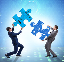 Digital transformation concept with jigsaw puzzle