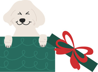 Cute dog with christmas outfits illustration