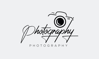 camera logo, modern photography signature logo icon vector