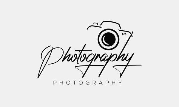 camera logo, modern photography signature logo icon vector