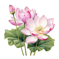 watercolor pink lotus flower clipart