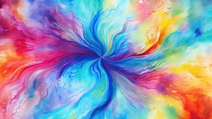 Obraz premium Tie Dye Texture. Beautiful Fashion Bohemian Painting. Hypnotic Tie Dye Spiral Art. Abstract Dyed Fabric. Floral Hand Drawn Effect. Aquarelle Texture. Organic Fantasy Bohemian Texture.. Generative Ai.
