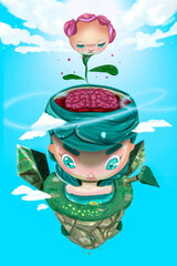 illustration of a sunflower kid