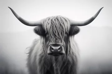 Zelfklevend Fotobehang Scotland agriculture highland nature scottish hairy farming cattle bull animal hair cow © VICHIZH