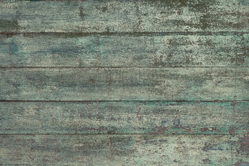 Weathered wooden table. Gray green wood board texture, abstract grunge background. Old woody floor,...