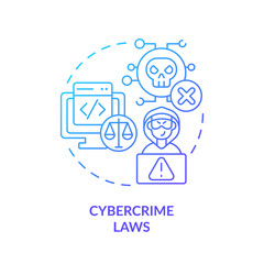 2D gradient cybercrime laws icon, simple isolated vector, cyber law thin line illustration.