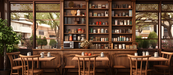 A comfortable and luxurious cafe with a literary atmosphere 3 - obrazy, fototapety, plakaty