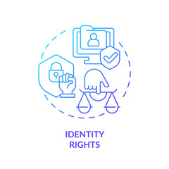 2D gradient identity rights icon, simple isolated vector, cyber law thin line illustration.