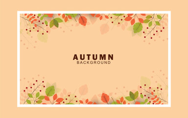 Autumn leaves frame with lettering. Vector lustration with place for text
