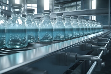 Production tape with glass jars. 