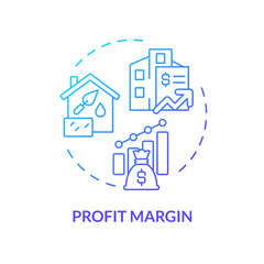 2D gradient profit margin icon, simple isolated vector, construction cost thin line illustration.