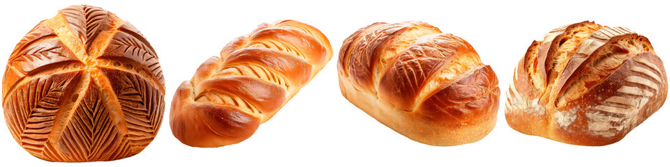 a piece of bread, on white background - obrazy, fototapety, plakaty